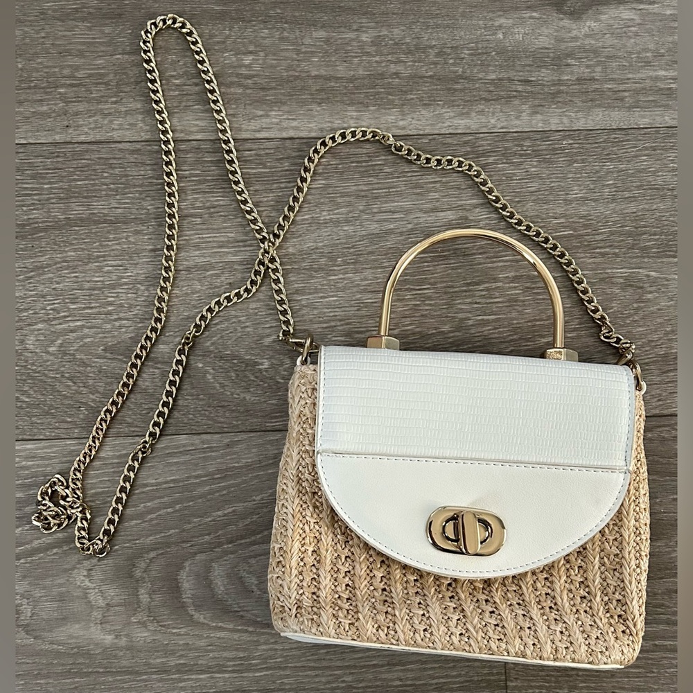 JustFab White and Tan Crossbody Bag, Women’s Purse